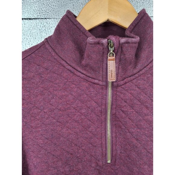 L.L.Bean Quilted Quarter Zip Pullover Sweatshirt Dark Plum Medium - Picture 5 of 7